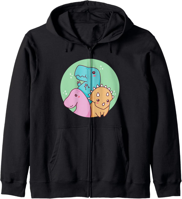 Niedliches Dinosaurier-Design mit drei Baby-Dinosauriern. Kapuzenjacke