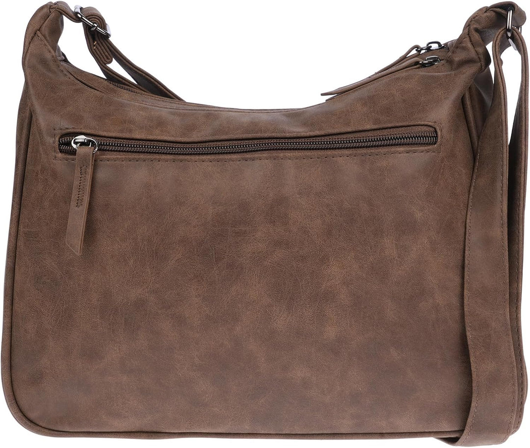 Christian Wippermann Damen Tasche Schultertasche Umhängetasche Crossover Bag Leder Optik Handtasche