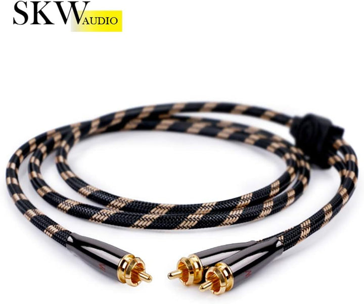 SKW Audio Kabel Cinch Stecker zu 2 Cinch Steckern, Stereo Audio Kabel, High Fidelity Signalkabel mit