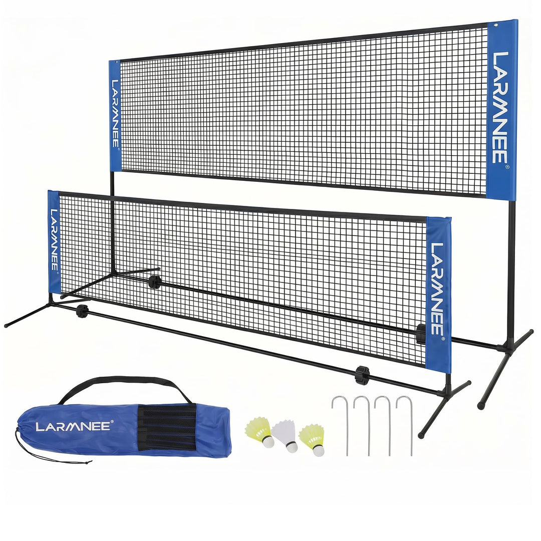 LARMNEE Badmintonnetz, Volleyballnetz, Federballnetz, 3-Fach-Höhenverstellbar 107/120/155cm, Tragbar