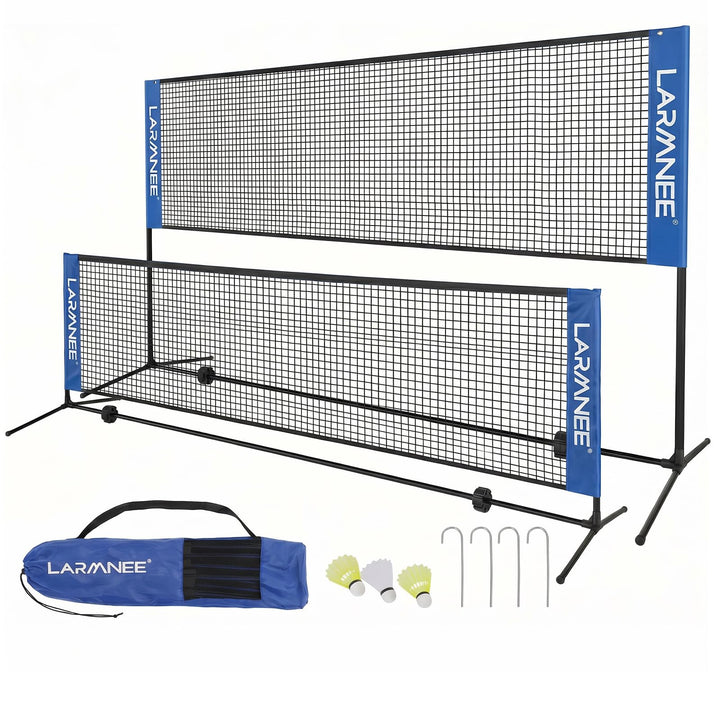 LARMNEE Badmintonnetz, Volleyballnetz, Federballnetz, 3-Fach-Höhenverstellbar 107/120/155cm, Tragbar