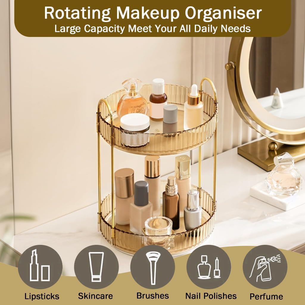 Cnwinu Make Up Organizer Drehbar,Schminktisch Organizer Rund,badezimmer organizer,Parfüm Regal,Beaut