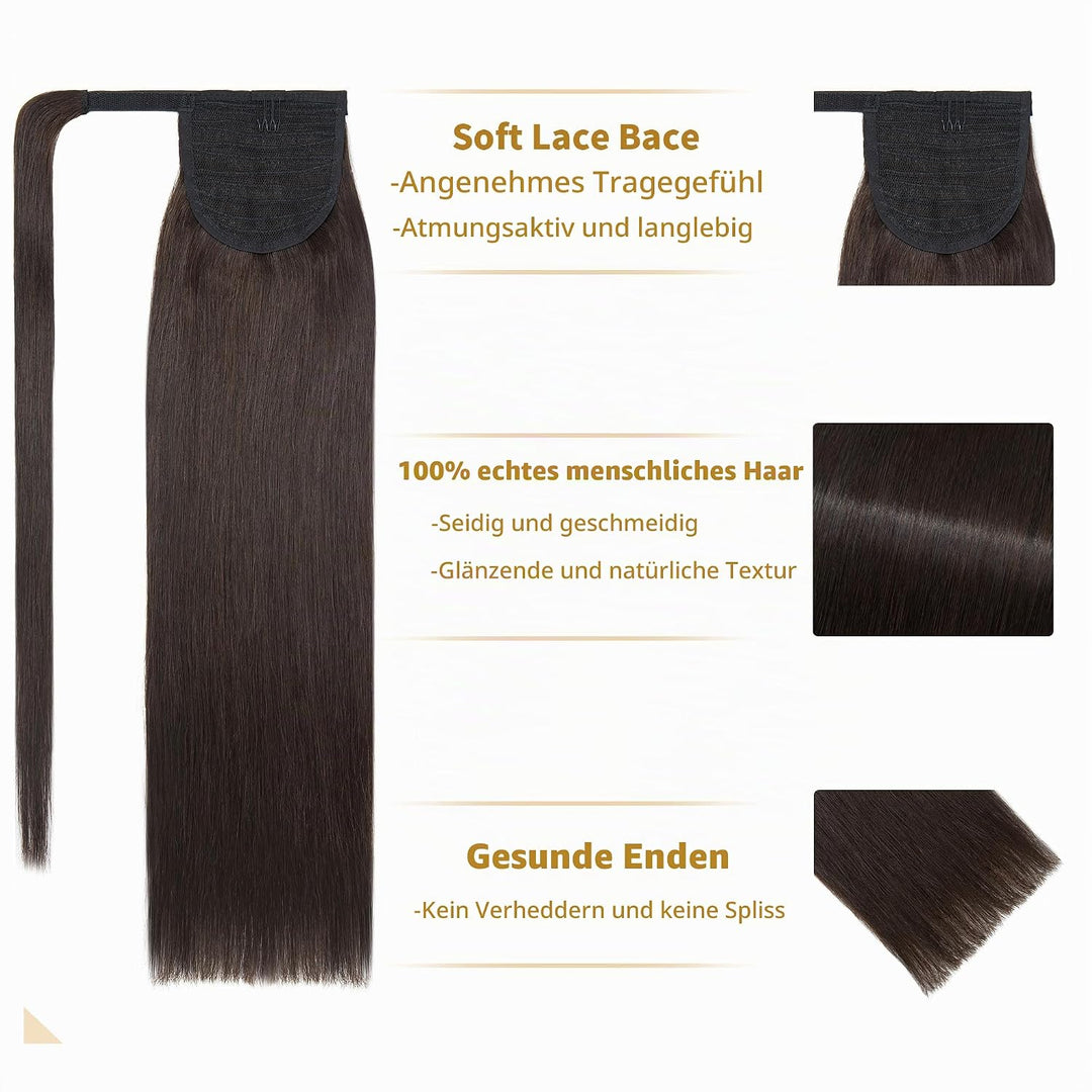 SEGO Clip in Ponytail Zopf Echthaar Pferdeschwanz Haarteil Extensions Haarverlängerung Pony Remy Hai