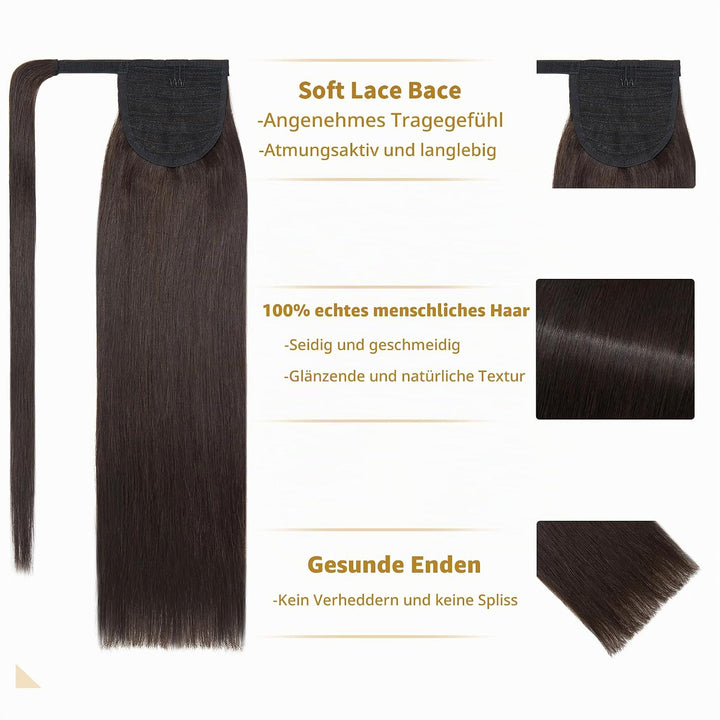 SEGO Clip in Ponytail Zopf Echthaar Pferdeschwanz Haarteil Extensions Haarverlängerung Pony Remy Hai