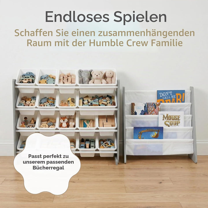 Humble Crew Kinderregal – grosses Spielzeugregal mit 16 Aufbewahrungsboxen, Organizer für Kinderzimm