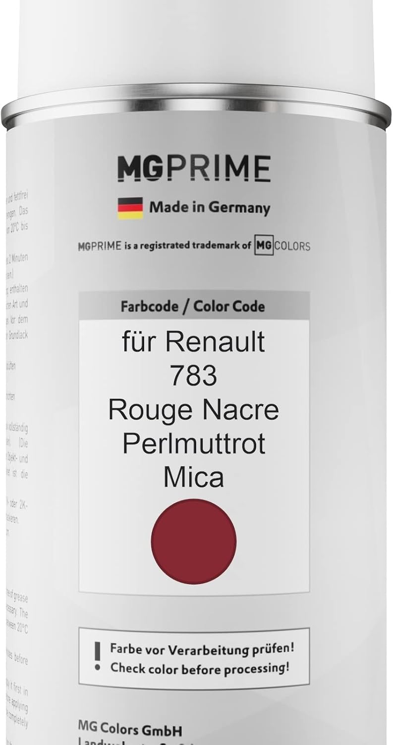 MG PRIME Autolack Sprühdosen Set für Renault 783 Rouge Nacre/Perlmuttrot Mica Basislack Klarlack Spr