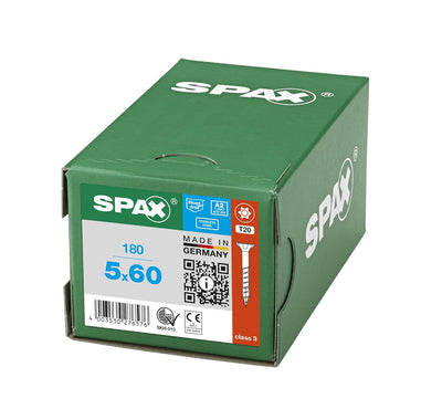 SPAX Universalschraube, 5 x 60 mm, 180 Stück, Teilgewinde, Senkkopf, T-STAR plus T20, 4CUT, Edelstah