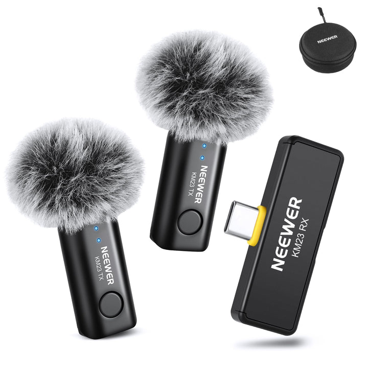 NEEWER Kabelloses Lavalier Mikrofon Set für USB C, omnidirektionales Kondensatormikrofon, kompatibel