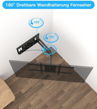 TV Wandhalterung mit 650mm Langem Arm WHYFONE Fernsehhalterung Wand Schwenkbar Halterung Volle Beweg