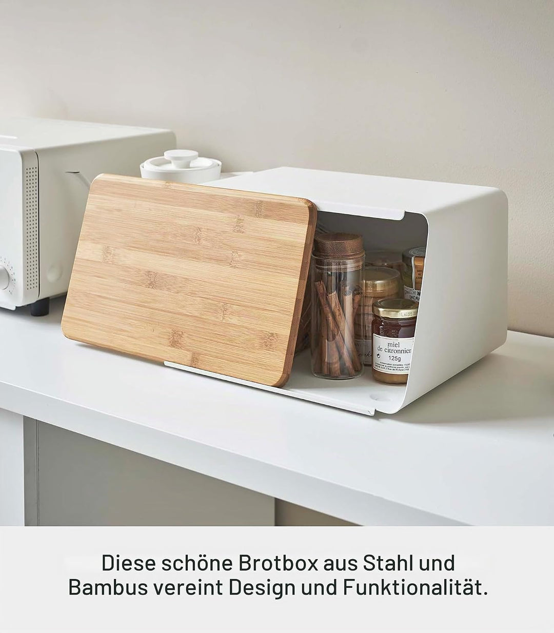 YAMAZAKI Tower Brotkasten, Edelstahl, Weiss, One Size, Weiss