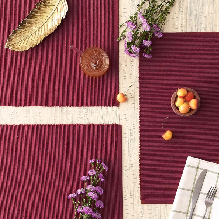 DII Basic Everyday Gerippte Tischset-Set, 100% Baumwolle, 33 x 48 cm, Scheunenrot, 6-teilig Rot (Bar
