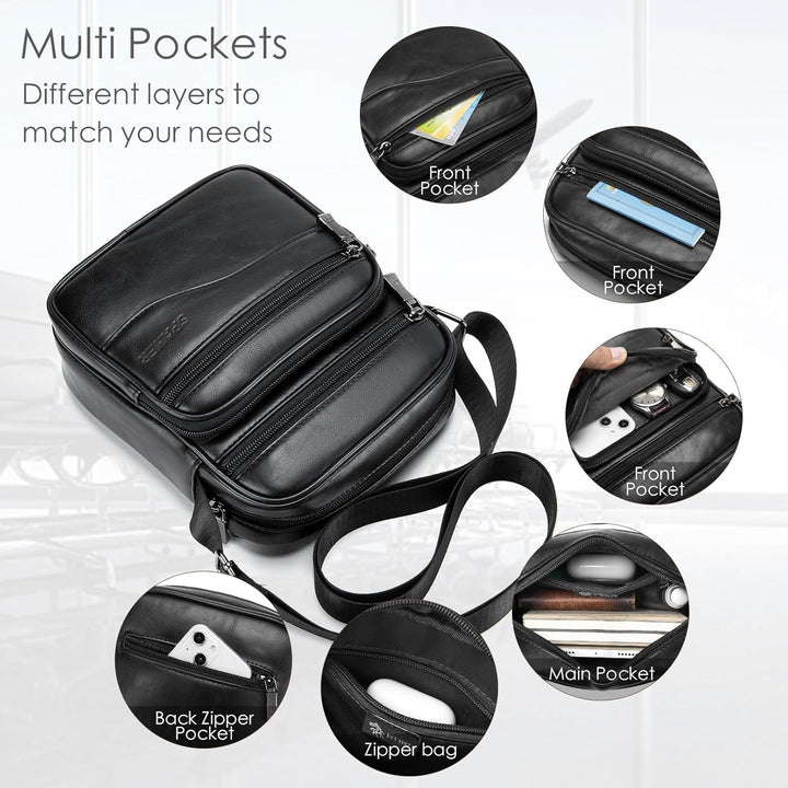 SPAHER Klein Umhängetaschen Herren Leder Herrentasche Schultertasche Handtaschen Männerhandtasche Ha