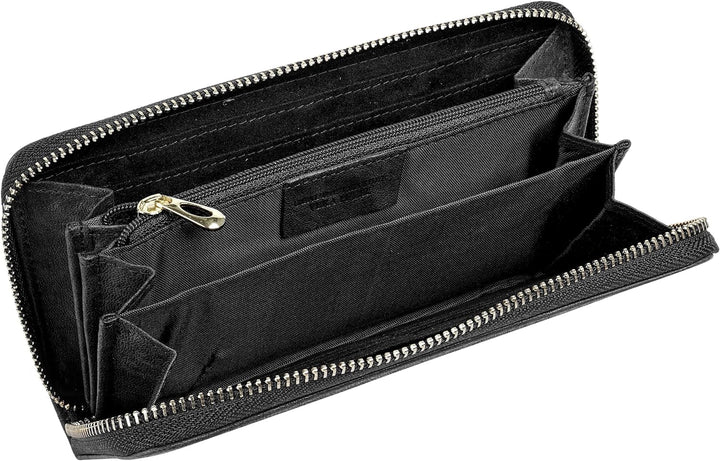 BAGAN Geldbörse Echt Leder schwarz Damen - 021309, Schwarz