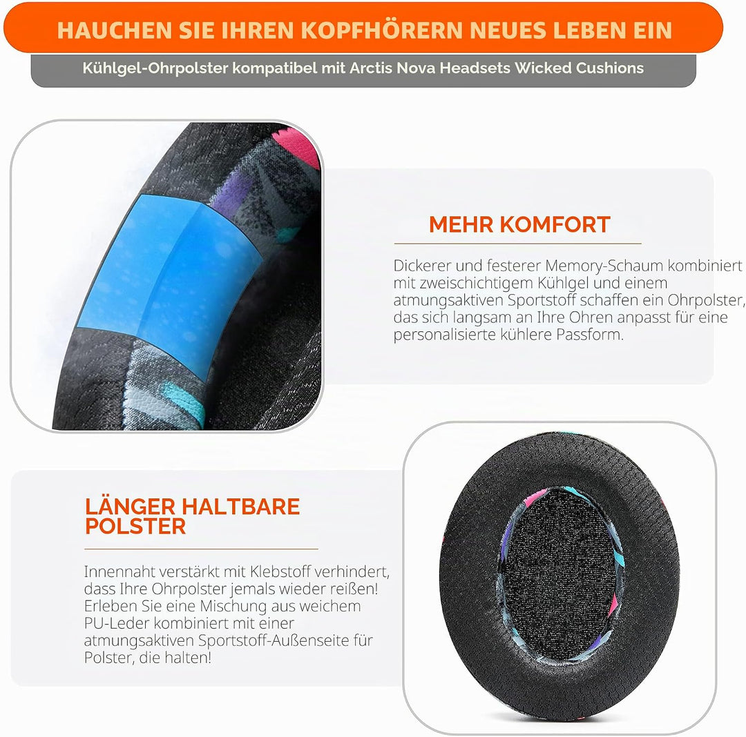 WC Freeze für Arctis Nova – Kühlgel-Ersatz-Ohrpolster für Arctis Nova Pro Wired, Nova 7, 3, 1 – Herg