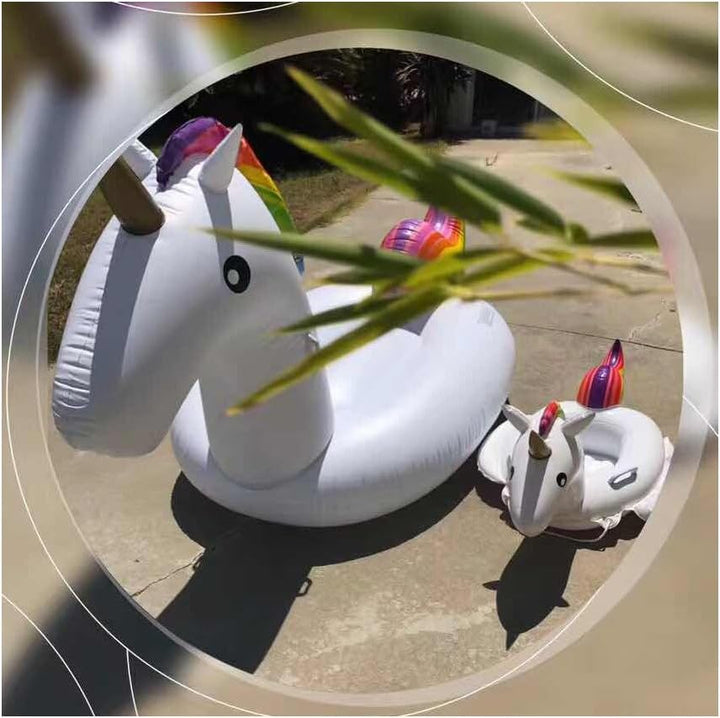 Flyboo Baby Schwimmring Aufblasbarer Einhorn Schwimmsitz Kinderboot Kinder Schwimmhilfe mit Sonnensc