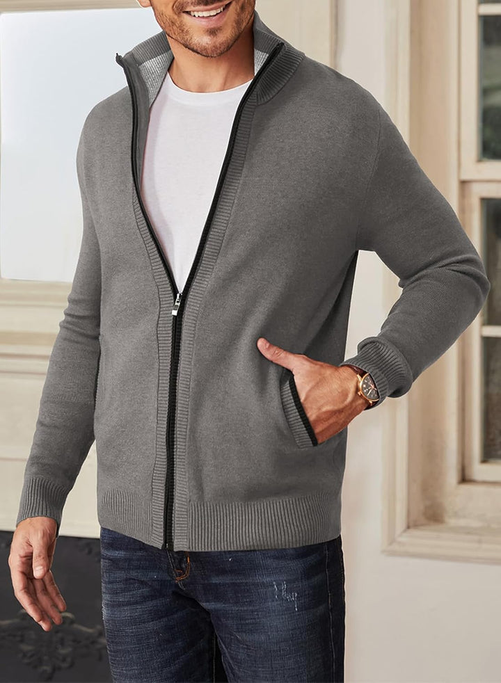 JMIERR Strickjacke Herren Cardigan Fleecejacke Sweatjacke Trachtenjacke Gestrickt Wintermantel mit R