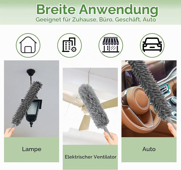 Staubwedel Teleskop, 6er Set Staubwischer Lang Ausziehbar Bis 250cm, Staubbesen Mikrofaser Waschbar