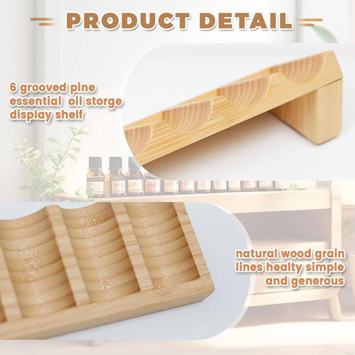 6 Loch Hölzern für Ätherisches Öl Display Ständer, Aromatherapie Öle Organizer – 2 Stück Ätherische