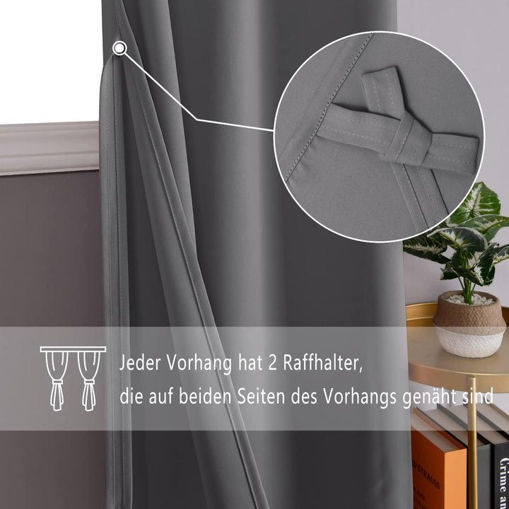 DWCN Vorhang Blickdicht Verdunkelungsgardinen mit Ösen 2 Stücke Thermogardine für Wohnzimmer,Schlafz