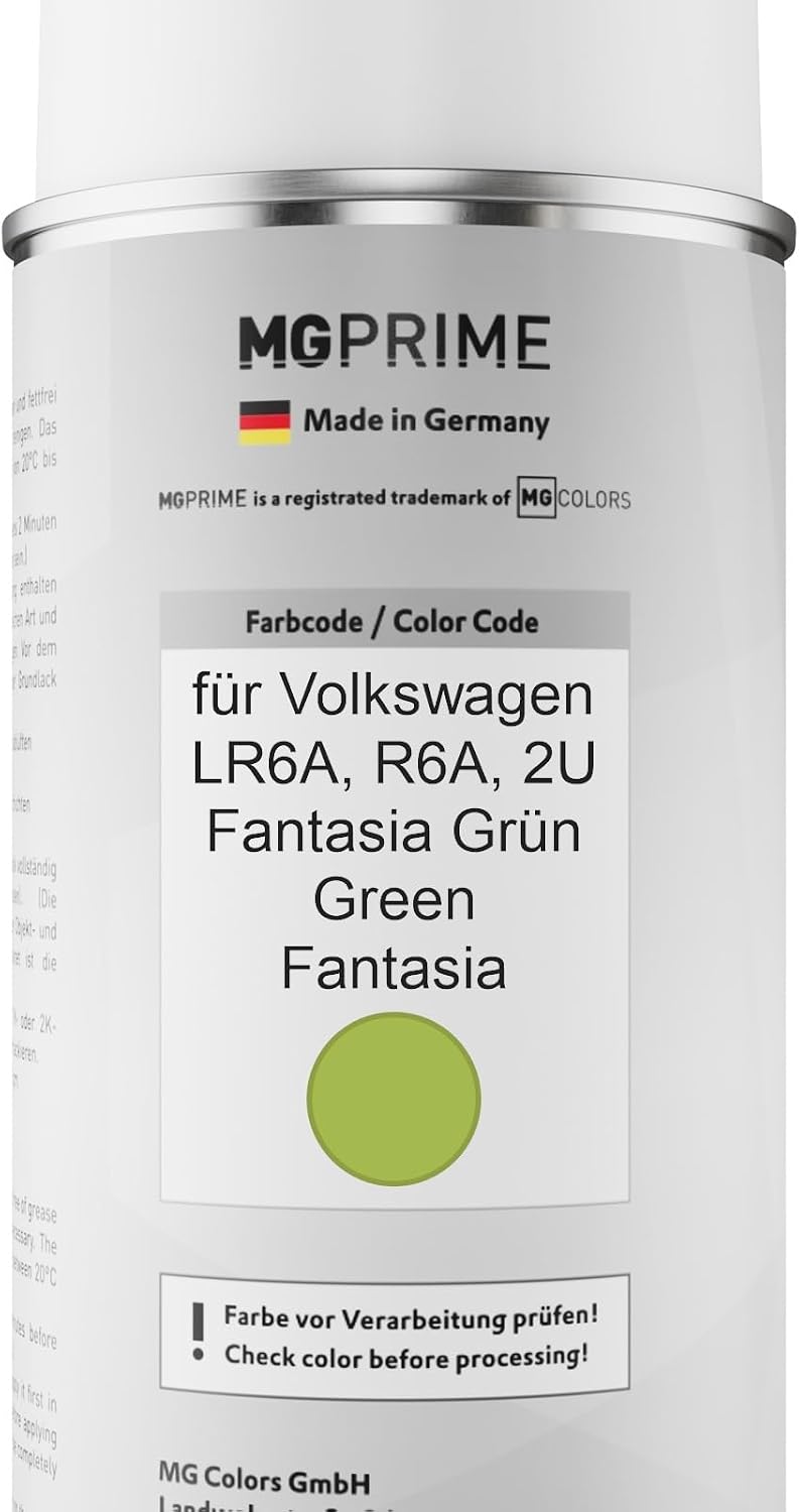 MG PRIME Autolack Sprühdosen Set für Volkswagen VW LR6A / R6A / 2U Fantasia Grün/Green Fantasia Basi