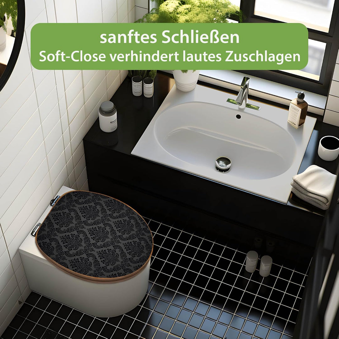 banjado Design WC Sitz Bambus Absenkautomatik 45,8x37,5cm - Toilettendeckel mit Absenkautomatik Holz