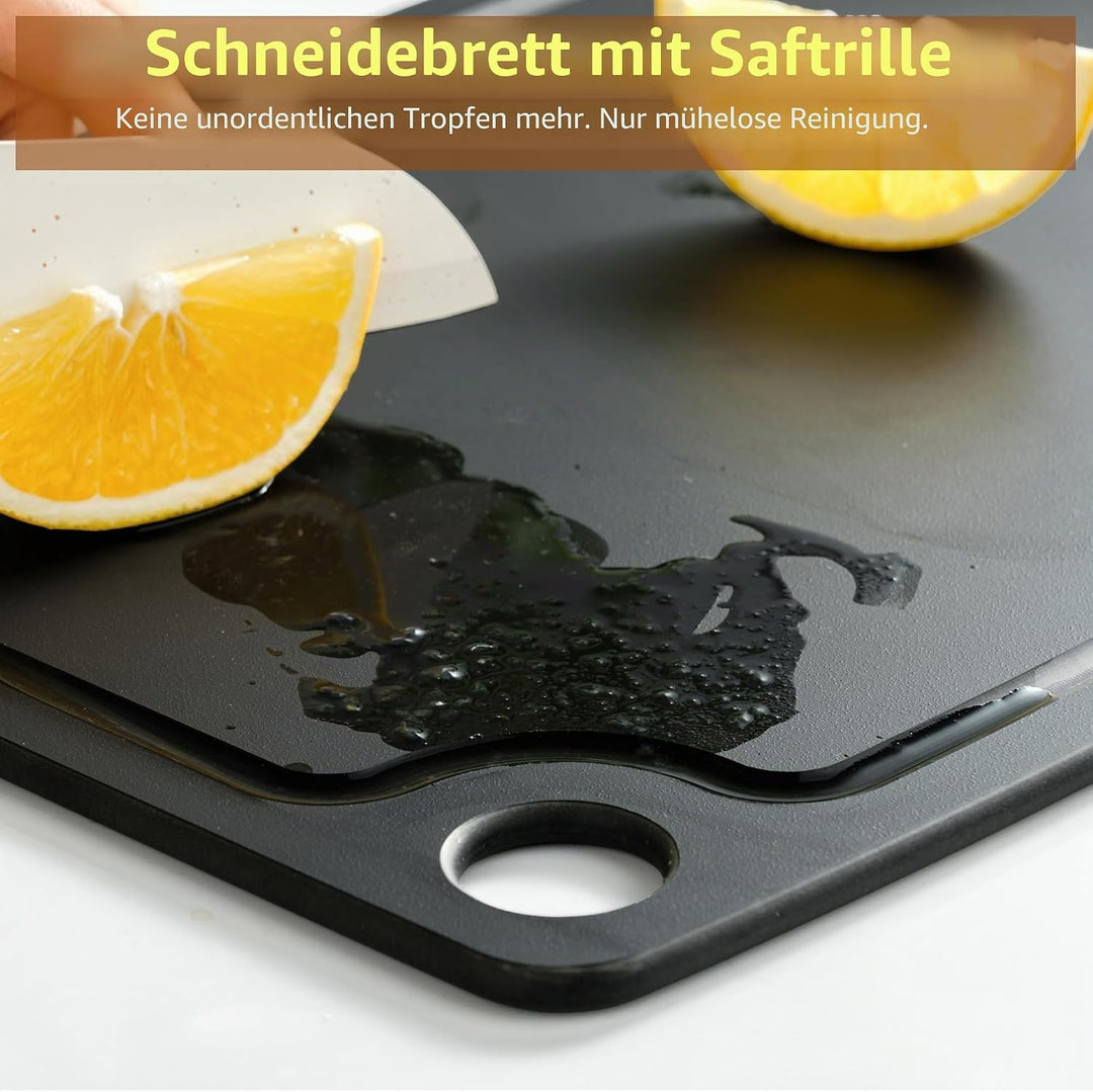 Schneidebrett aus Holzfaser für die Küche, Spülmaschinenfest, mit Saftrille, BPA-frei, Langlebiges,