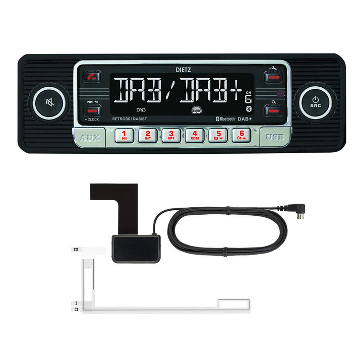 DIETZ Retro 301 DAB/BT Classic/Oltimer Autoradio USB/MP3/BLUETOOTH - Farbe Schwarz - inkl. DAB+ Ante