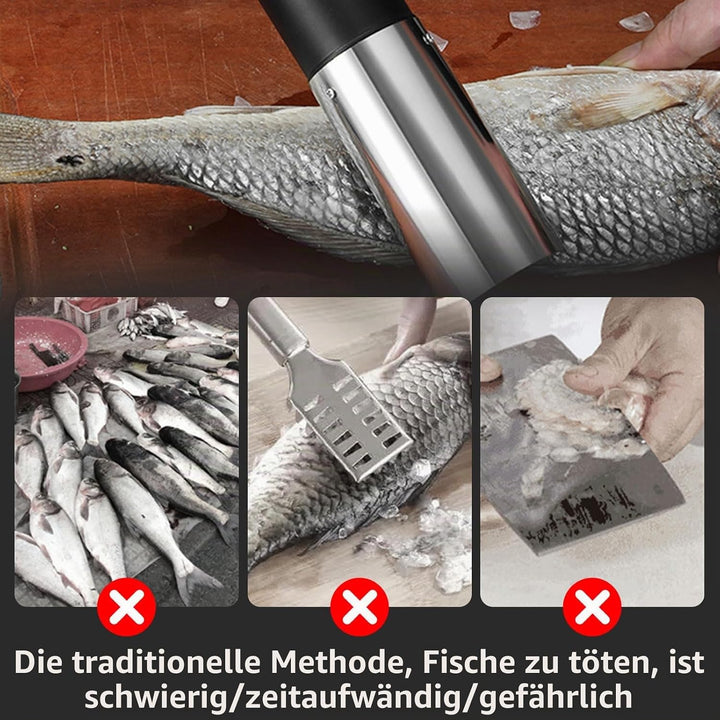 Elektrischer Fischschuppen Edelstahl Fischschupper mit USB Wiederaufladbare&amp;Schutz Abdeckung, Profi