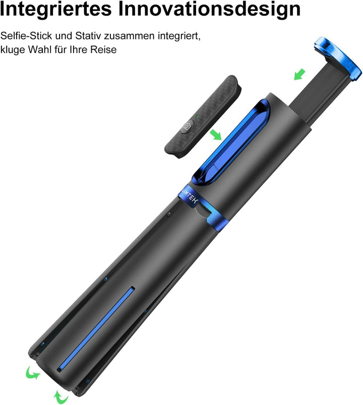 ATUMTEK Selfie Stick Stativ, 3-in-1 Ausziehbares Aluminium Handy Stativ mit kabelloser Bluetooth-Fer