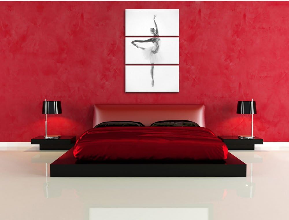 Pixxprint Ästhetische Ballerina als Leinwandbild/Grösse: 3 Teilig (120x80 cm) cm/Wandbild/Kunstdruck