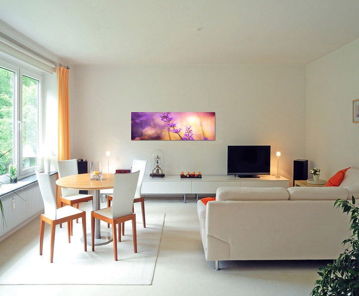Paul Sinus Art Panoramabild auf Leinwand und Keilrahmen 150x50cm Lavendel Sommer Sonnenlicht