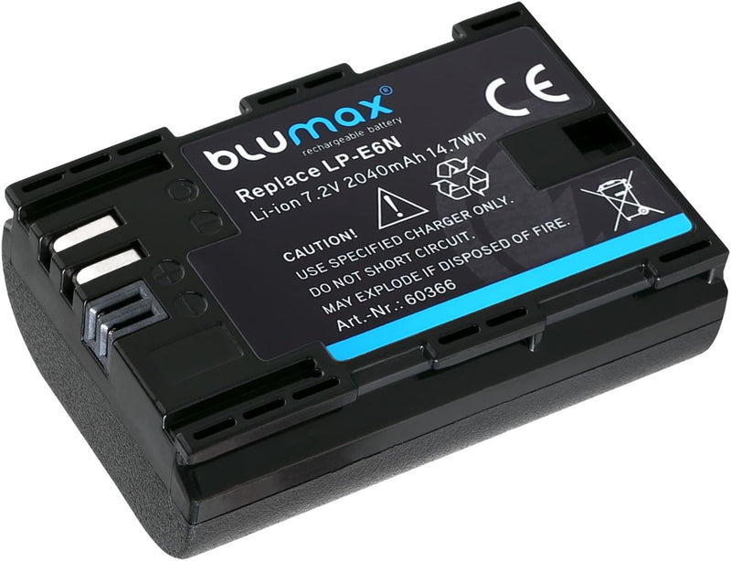 Blumax Akku ersetzt Canon LP-E6N LPE6N (echte 2040mAh) mit Infochip - kompatibel mit Canon XC10 XC15