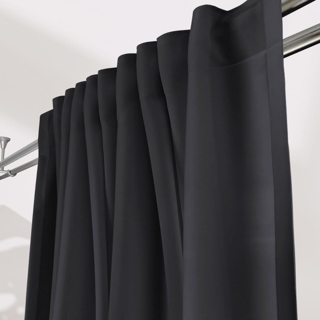 Rollmayer Vorhänge mit Tunnelband Kollektion Vivid (Dunkel Grafit 61, 135x260 cm - BxH) Blickdicht U