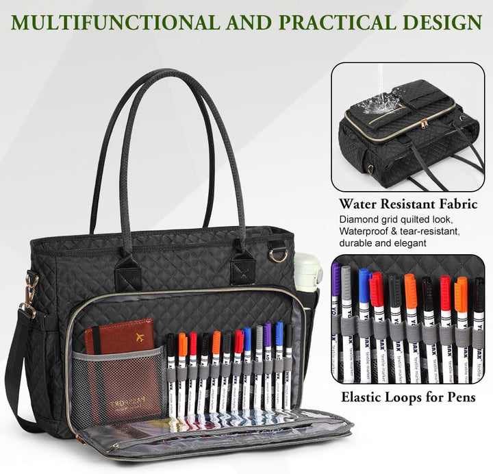 Laptoptasche Damen 15,6 Zoll Lehrertasche Gross Aktentasche Tasche mit 2 Seitentaschen, Notebooktasc