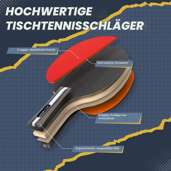 Tischtennisschläger Tischtennis Set mit Tischtennisbälle, Pingpong Set für Kinder Anfänger, Familien