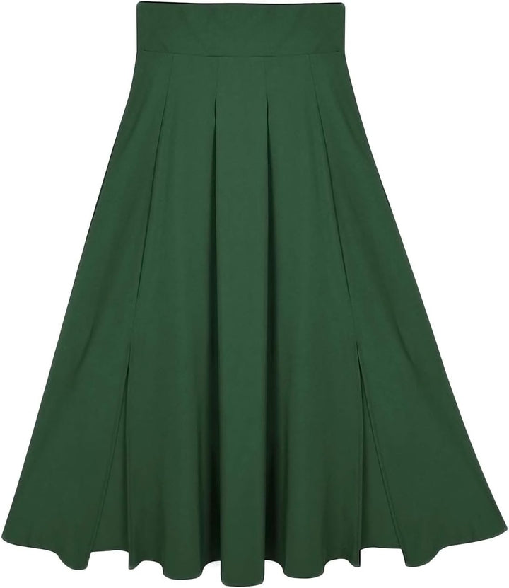 Damen High Waist Maxirock Taschen mit Seitenschlitz Langer A-Linie Rock S 0 Armee Grün, S 0 Armee Gr