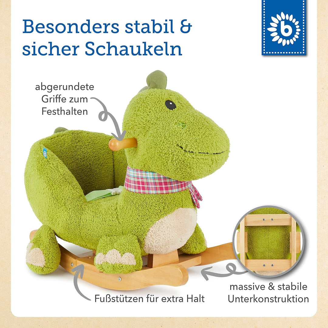 Bieco Plüsch Schaukeltier Dino | Kinder Schaukelstuhl mit Sicherheitsgurt | Baby Schaukel | Schaukel