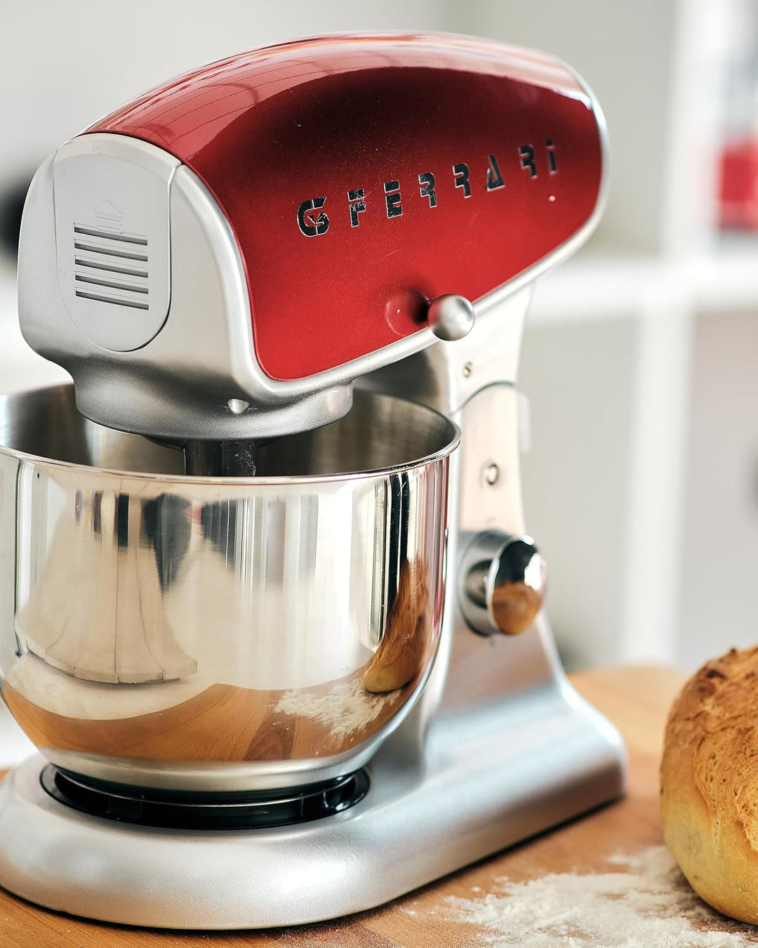 G3 Ferrari G2007506 Pastaio Deluxe Professioneller Kneter, 5,2 Liter, 1200 W, Rot/Silber, Rot/Silber