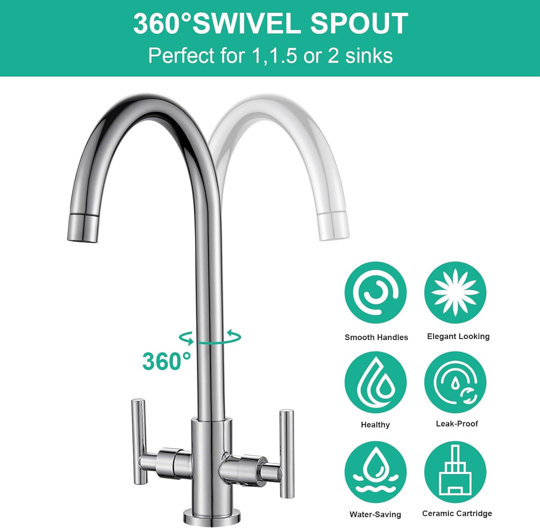 Cobbe Küchenarmatur, Küchenarmatur, Doppelhebel, 360° schwenkbarer Auslauf, Küchenarmaturen, Mischba