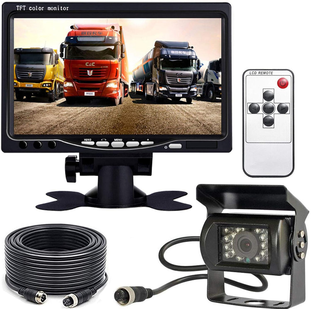 Xinyida Rückfahrkamera, 4-polig, 12 V bis 24 V, 18 LEDs, IR-Nachtsicht, wasserdicht, mit 15 m Kabel