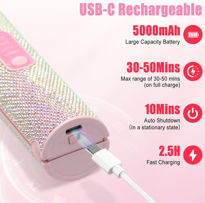 Mini Glätteisen Kabellos, Titan Haarglätter mit 5000mAh Akku, 2 in 1 Tragbares Klein Reise Glätteise