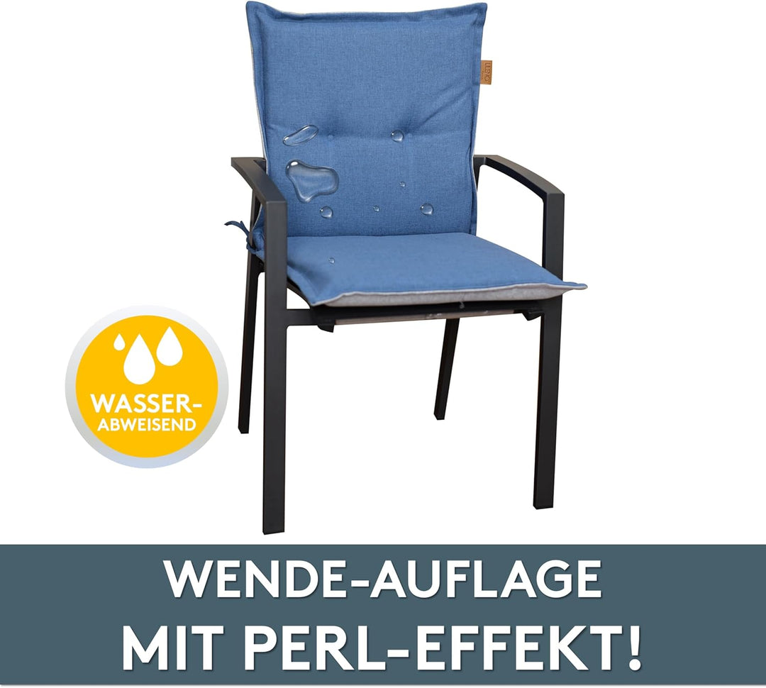 LILENO HOME Gartenstuhl Auflagen [2er Set - Niedriglehner] in Blau - Bequeme Liegen als Sitzauflagen