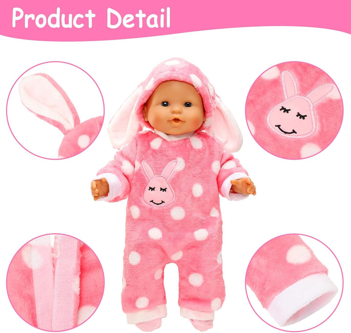 Miunana Kleidung Bekleidung Outfits Schlafanzug für Baby Puppen, Pink Puppenkleidung 35-43 cm mit Kl