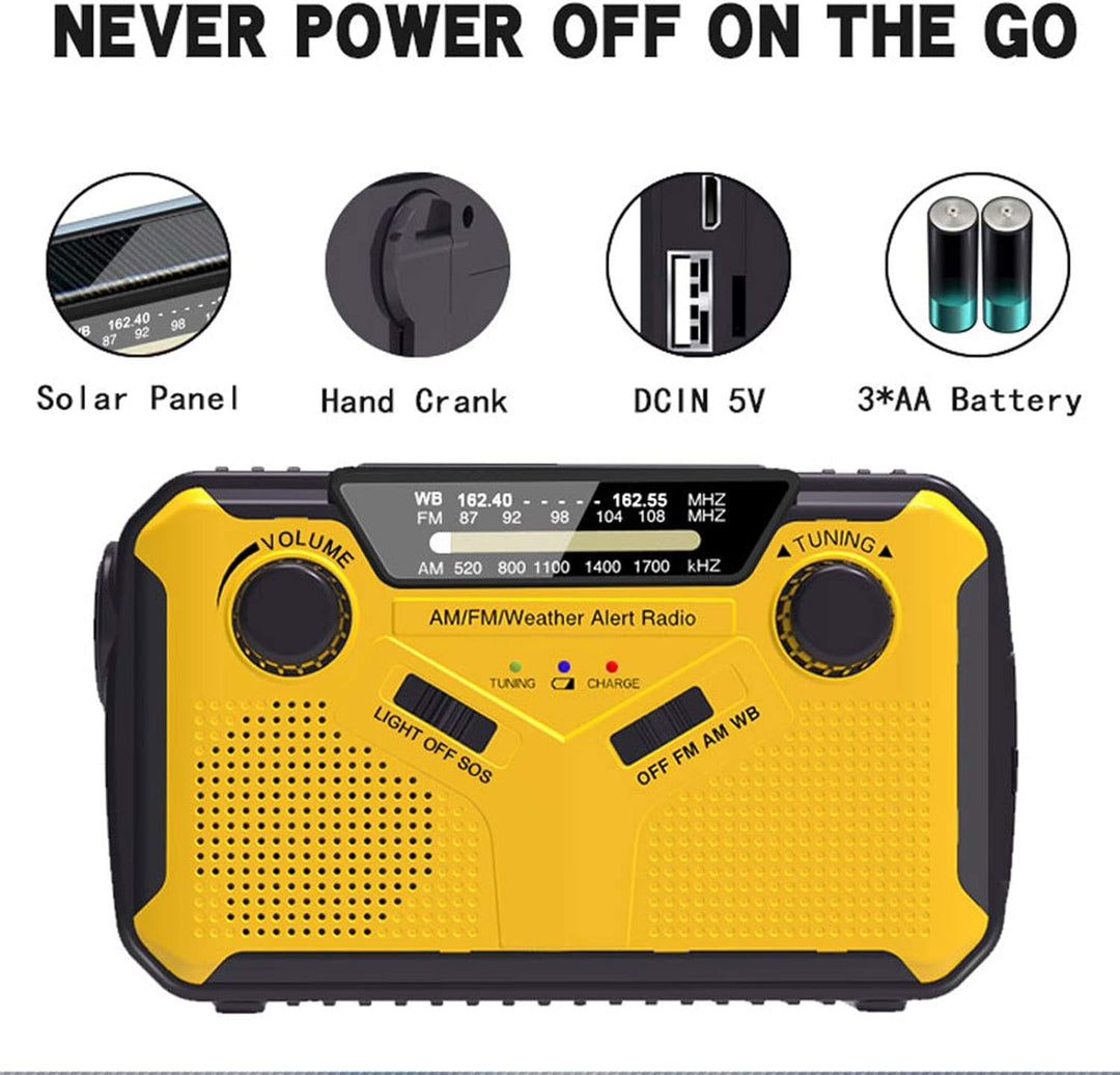 Kavolet Solar Radio, Digitales FM AM WB Kurbel Radio Outdoor Notfall Solar Handkurbel Radio Taschenl