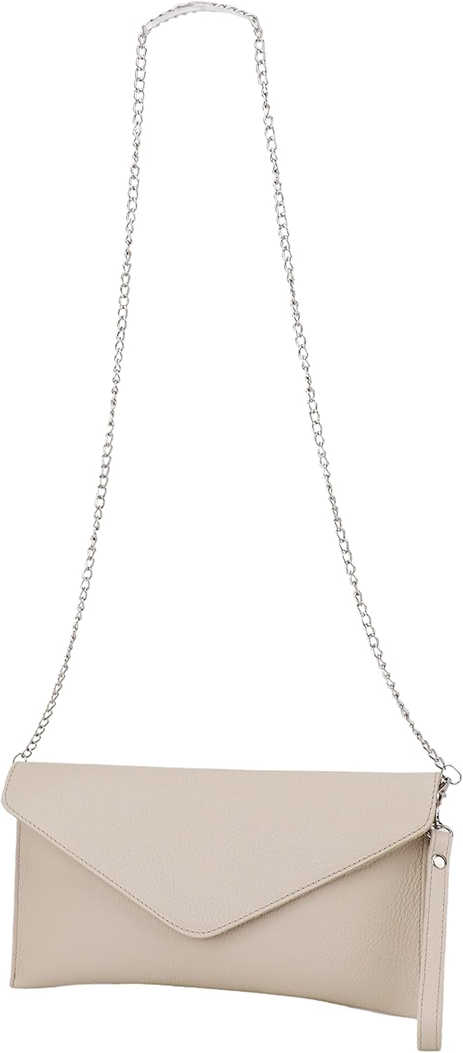 SH Leder Echtleder Clutch Umhängetasche kleine Tasche elegant Abendtasche in genarbt Rindleder mit T