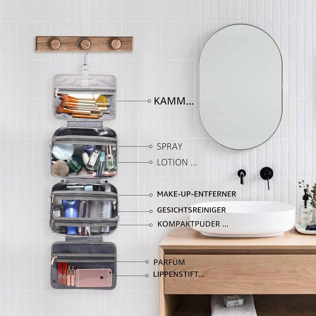 Kulturtasche Damen, LOVEVOOK wasserdichte Kulturbeutel zum Aufhängen, Faltbare Waschtasche Kosmetikt