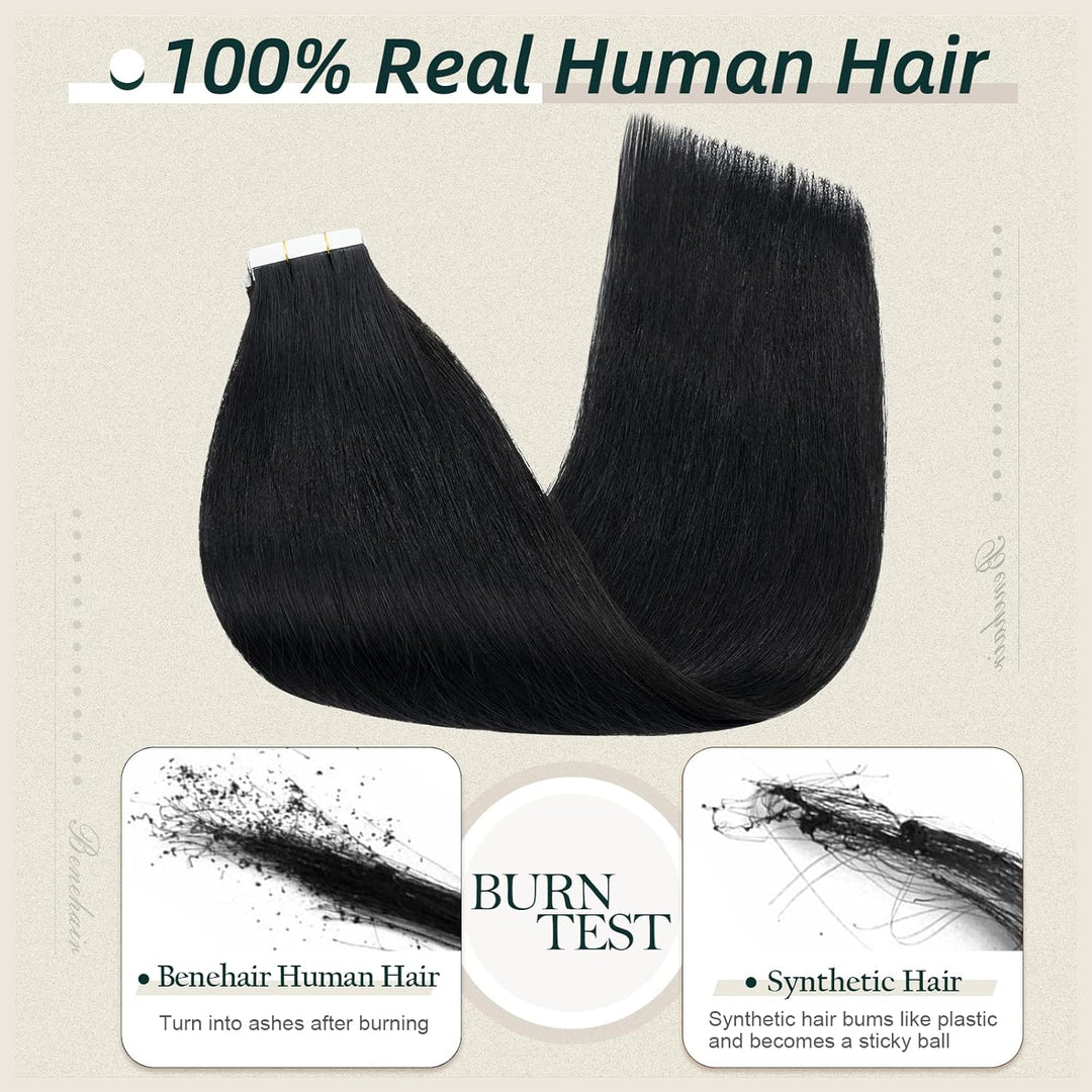 Benehair Tape in Extensions Echthaar, 45 CM Tape in Haarverlängerungen, Invisible Tape in Hair Exten