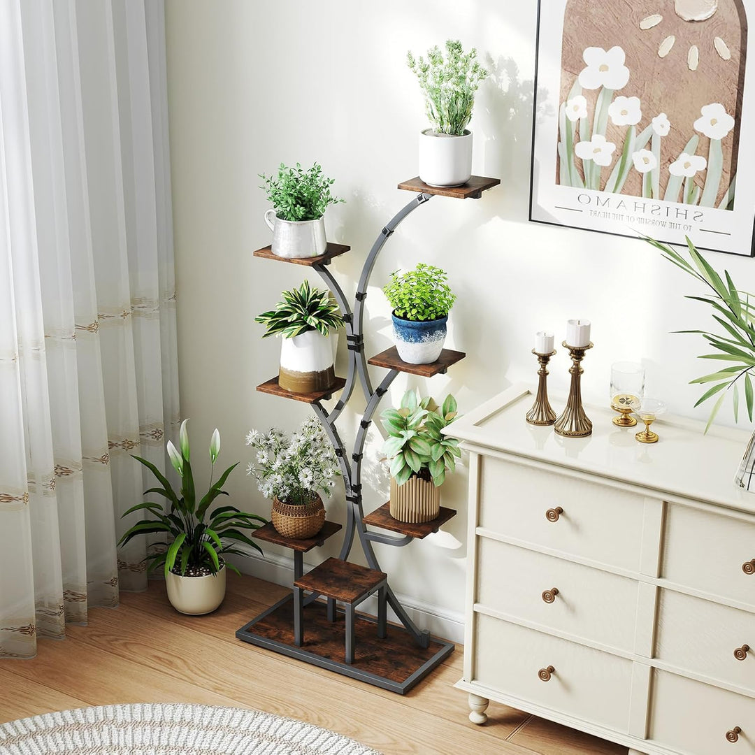 COSTWAY Pflanzenständer mit Wachstumslichtern, 8-stöckiges Pflanzenregal, Blumenständer Innenbereich