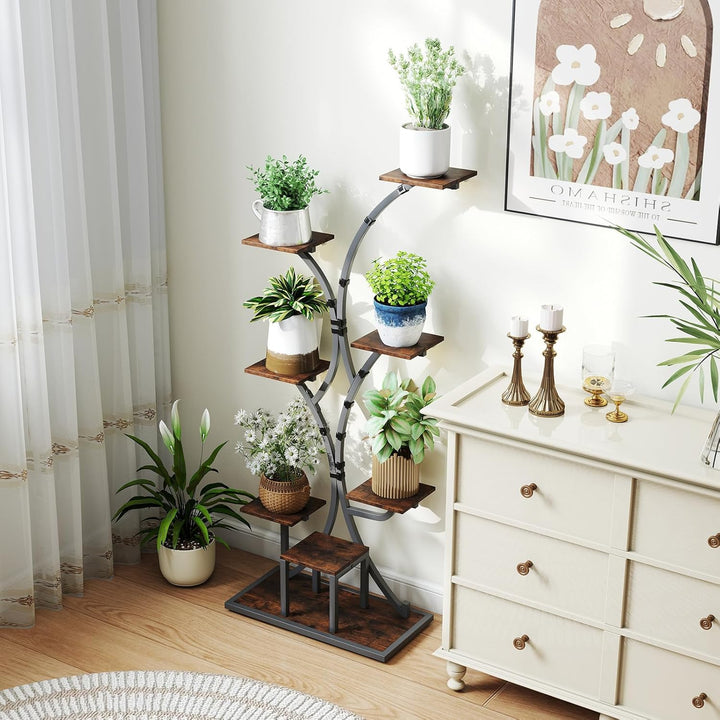 COSTWAY Pflanzenständer mit Wachstumslichtern, 8-stöckiges Pflanzenregal, Blumenständer Innenbereich