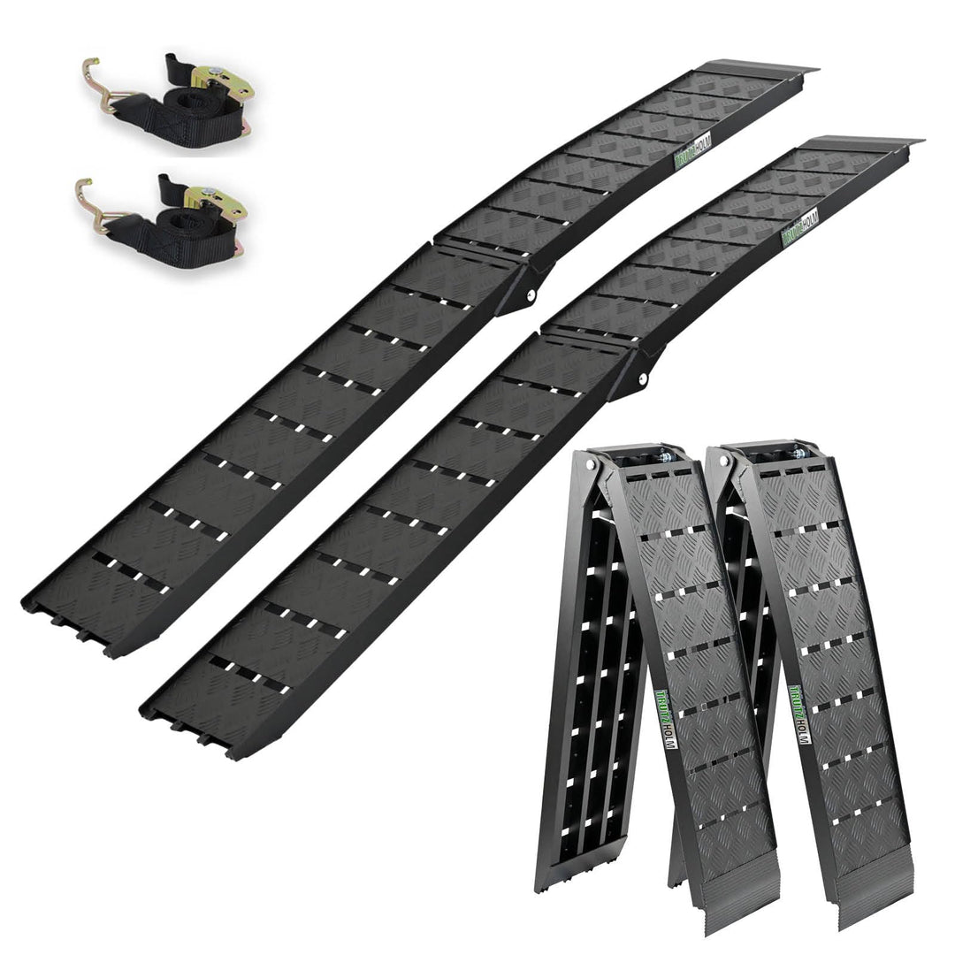 TRUTZHOLM 2 x Auffahrrampe 226 x 28,5 cm Traglast 1360 kg Alu klappbar geriffelt schwarz Motorradram